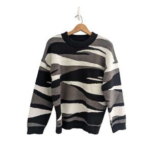 Roxy Early Doors Stripe Pullover Sweater in Anthracite Size M